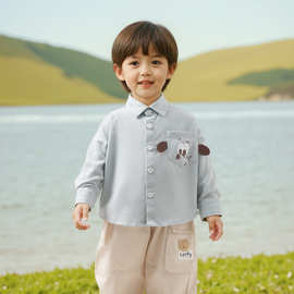 儿童韩版衬衫2025新款春秋男女宝宝外出休闲衬衣洋气纯棉外套上衣