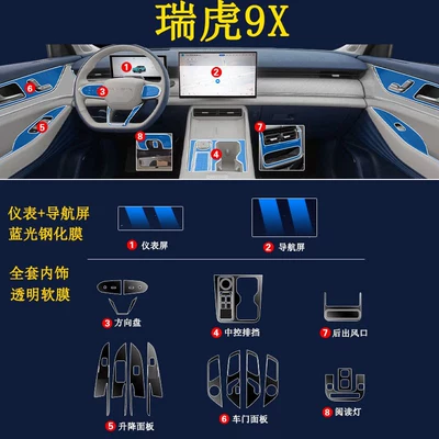 of Car Modification Accessories, Car interior film - tiggo-9x-full-set-transparent-soft-film-instrument-navigation-screen-blue-light-tempered-film