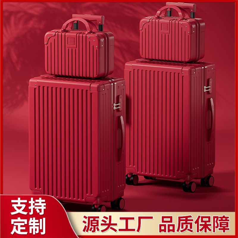 Wedding luggage red trolley case universal wheel dowry case wedding password box 24 inch sturdy suitcase durable