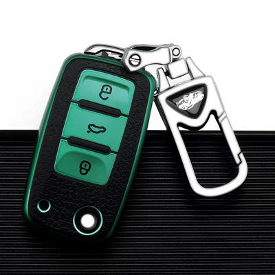 Car key bag: Sagitar Jetta polo Tiguan - volkswagen-a-folding-3-key-emerald-single-shell-upgrade-anti-loss-metal-buckle