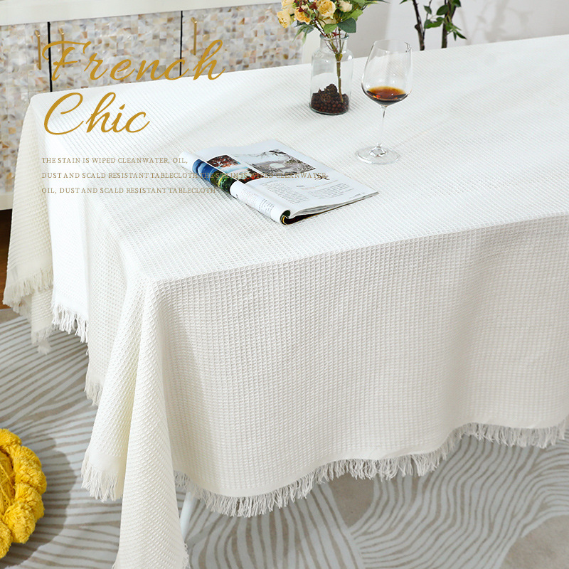 Francés ins estilo mantel de encaje blanco de punto cuadrado mantel vintage mesa de café mesa de comedor cubierta de tela mantel de escritorio de lujo ligero