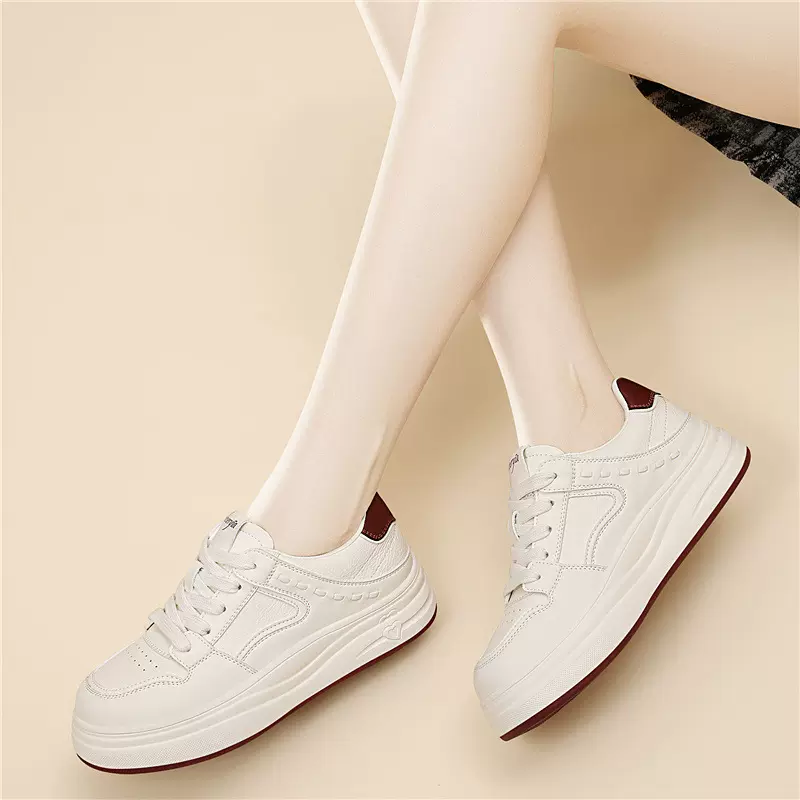 时尚小白鞋春季新款厚底3cm板鞋休闲运动百搭小个子增高松糕女鞋