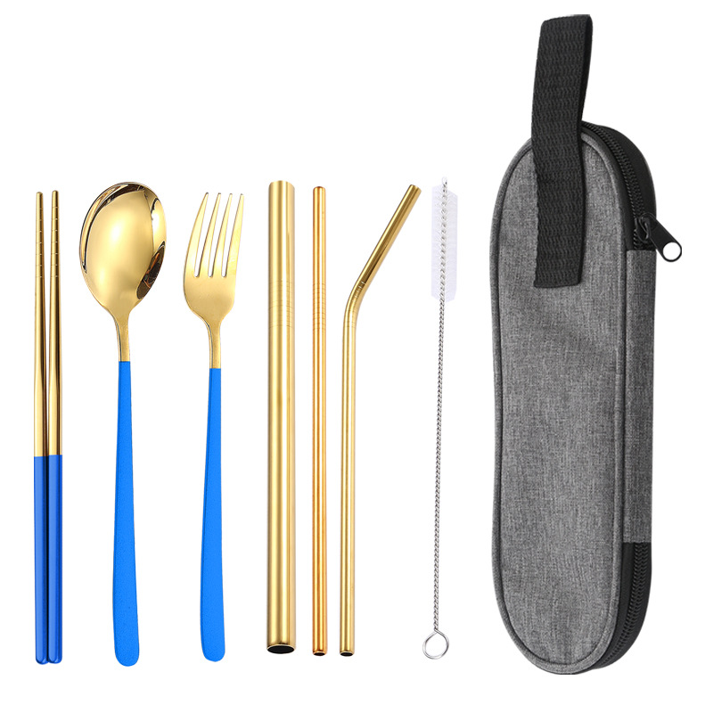 블루 골드 7 종 세트/다크 그레이 가방