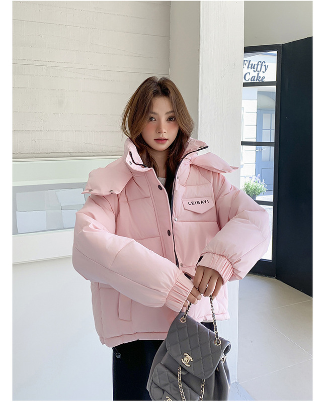 欧货短款羽绒棉服女2025年冬季新款时尚防寒连帽面包服小个子外套|undefined