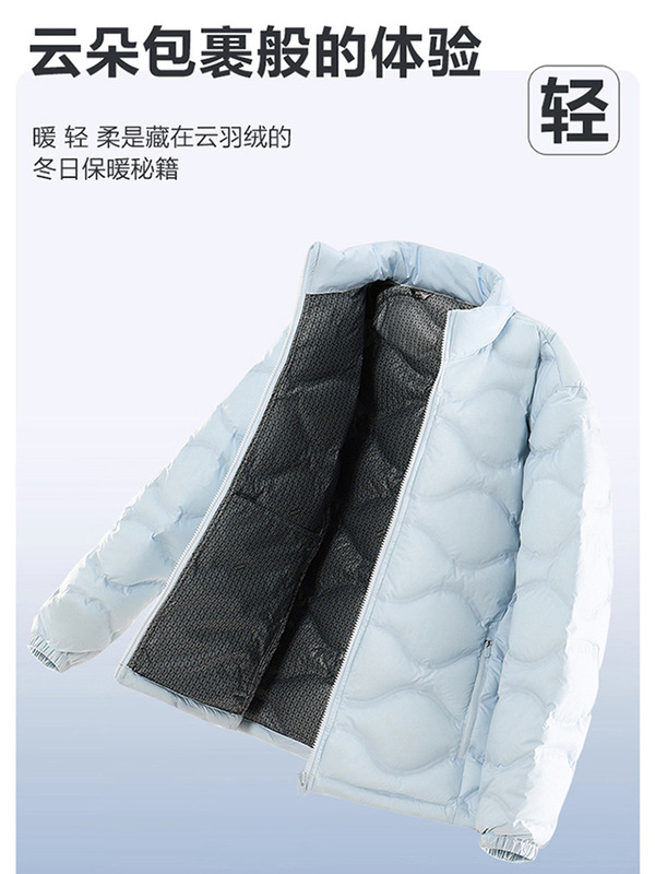 骆陀轻薄羽绒服女冬季2025新款白鸭绒冲锋衣防寒内胆大码立领外套|undefined