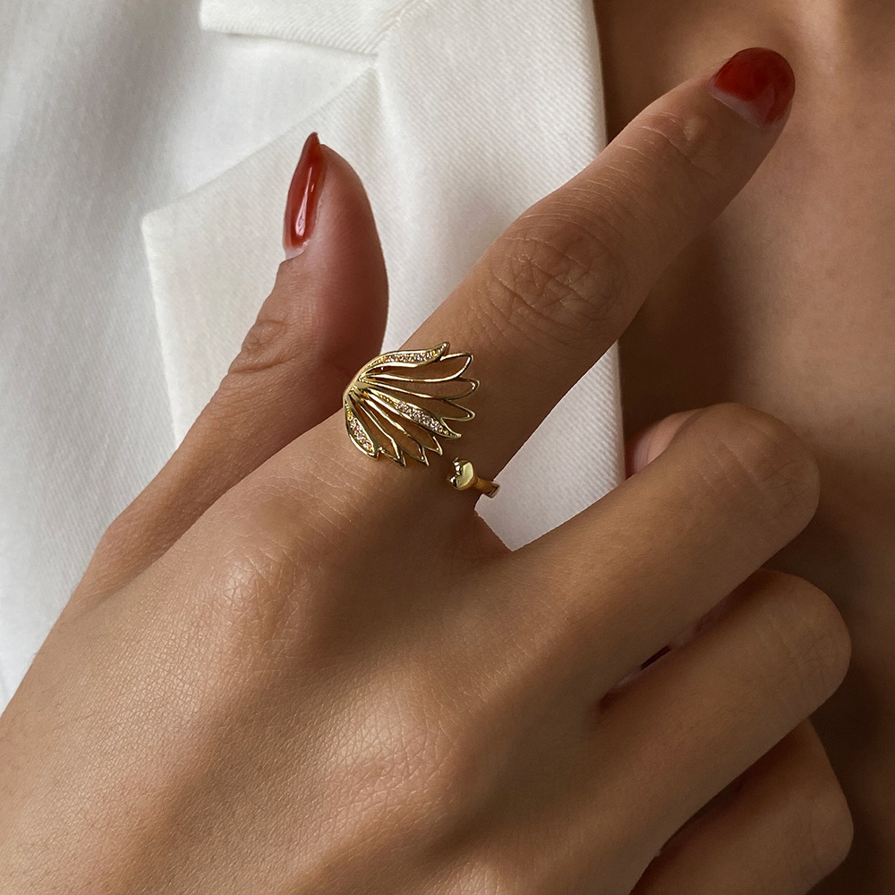 Fashion Wings Copper Rings Inlay Zircon Copper Rings