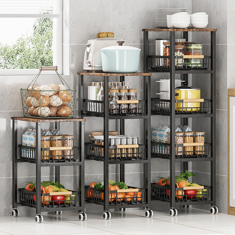 Sala de estar dormitorio piso almacenamiento rack baño estudio almacenamiento sundries carro cocina piso-De pie hueco almacenamiento rack