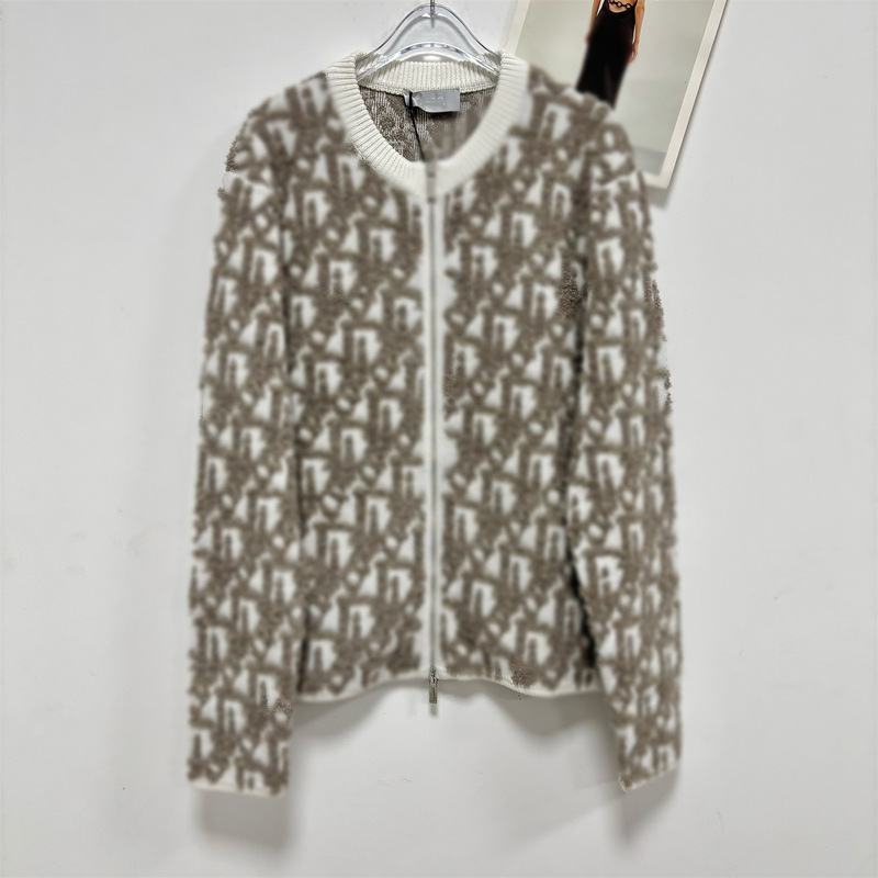 Dropshipping D Brand Jay Chou Same Style Sheep Wool Flocked Jacquard Zipper Knit Cardigan Unisex Dropshipping D Brand Jay Chou Same Style Sheep Wool Flocked Jacquard Zipper Knit Cardigan Unisex