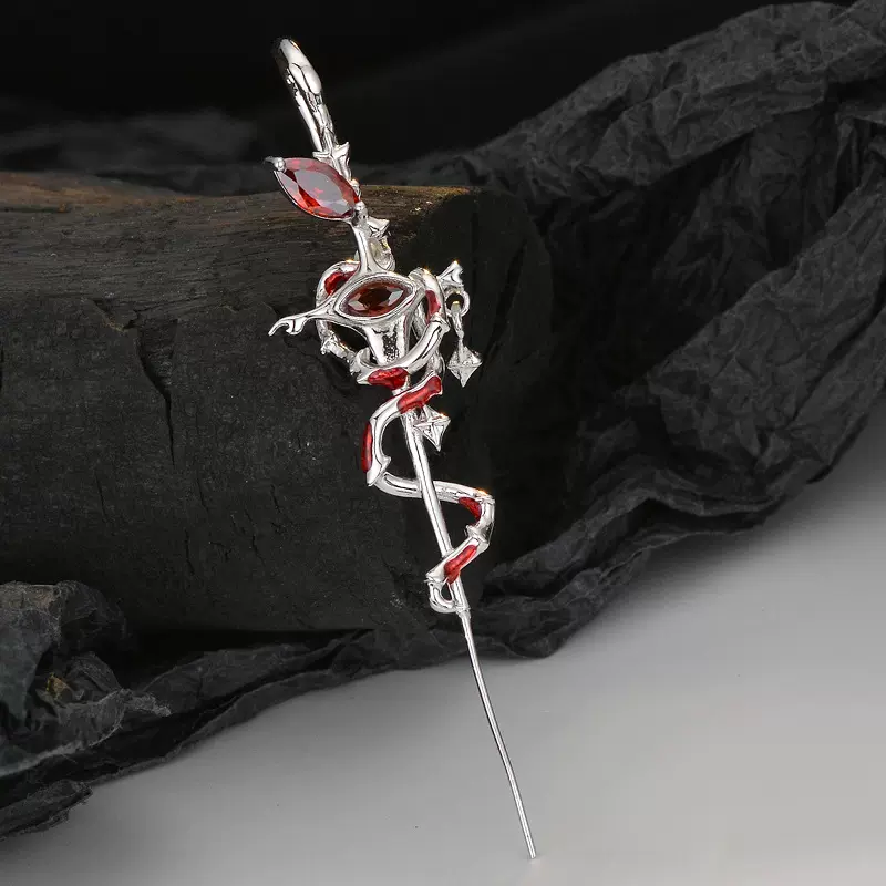 E1410 新中式小众设计S925纯银竹节小蛇穿刺耳针女夸张时髦耳钉