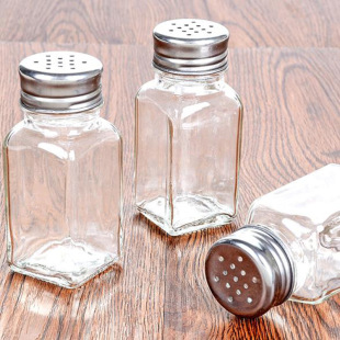 Kitchen glass seasoning bottle creative barbecue seasoning bottle seasoning jar pepper bottle sprinkling bottle stainless steel seasoning jar