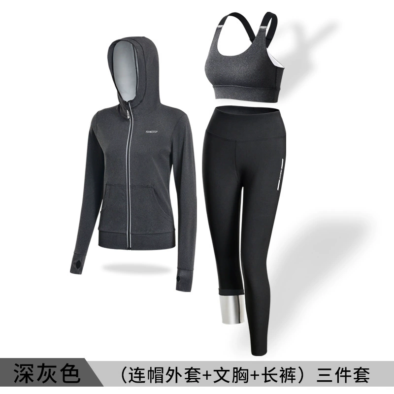 Sports set running suit, hooded or stand-collar jacket with leggings, plus sizes S–3XL