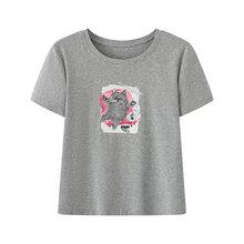 现货2026夏季新款气质休闲毛毛怪系列猫咪印花短袖T恤女4G5100381