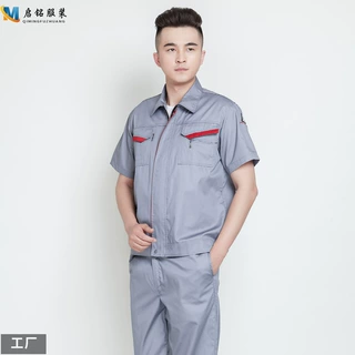 定制夏季短袖防静电劳保服工作服套装工装汽修车间中石油加油印绣