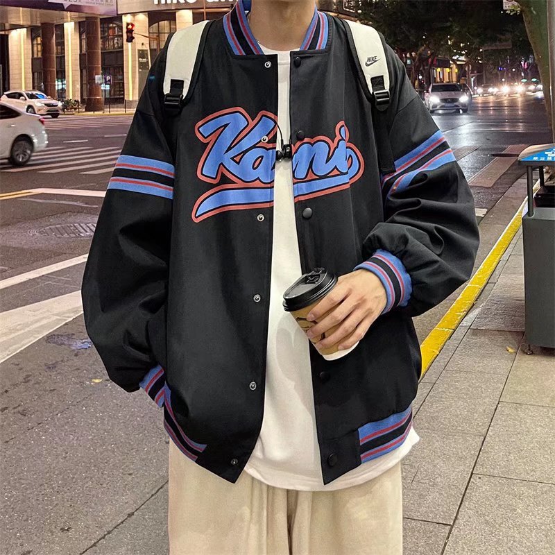 Men's spring and autumn American baseball jacket street hip hop high street loose Harajuku style casual couple jacket Men's spring and autumn American baseball jacket street hip hop high street loose Harajuku style casual couple jacket