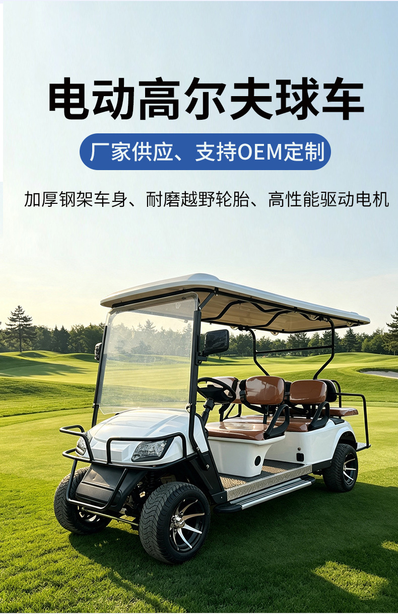 Electric golf cart with 2, 4, 6, or 8 seats, long range, suitable for scenic areas, villas, and hotels, electric four-wheel shuttle vehicle
