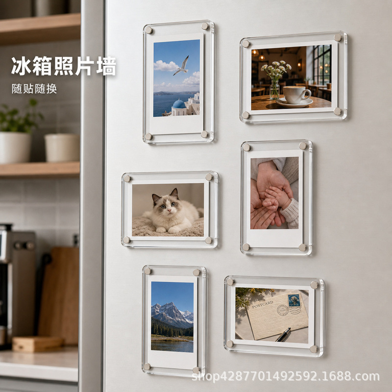 Acrylic Polaroid Photo Frame Magnetic Refrigerator Sticker Photo Wall Small Card Couple Photo Transparent Frame Picture Frame Acrylic Polaroid Photo Frame Magnetic Refrigerator Sticker Photo Wall Small Card Couple Photo Transparent Frame Picture Frame