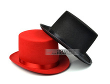 男士魔術帽子高禮帽爵士帽紳士帽舞台道具魔術師成人兒童帽黑紅色