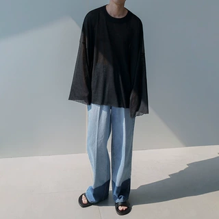 【清仓】MYQ男装防晒T恤夏季新款纯色韩版潮流黑色男生ins纯棉薄
