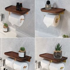 Wholesale Walnut Wood Bathroom Tissue Holder American No-Nail Solid Wood Tissue Rack Cross-Border Living Room Tissue Holder