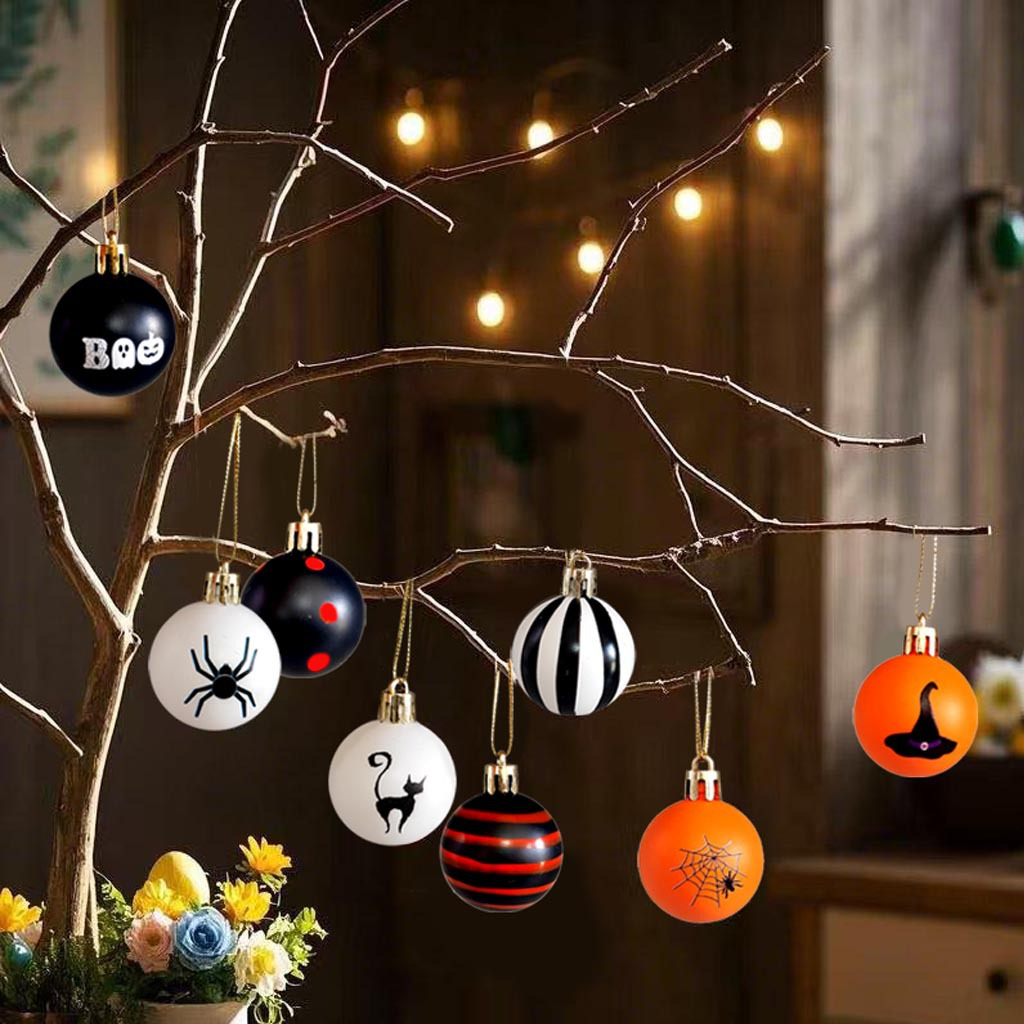 Spot Halloween Bola decorativa 4cm24 Pintado pintado Bola de plástico pintada Decoración de escena Bola de Navidad