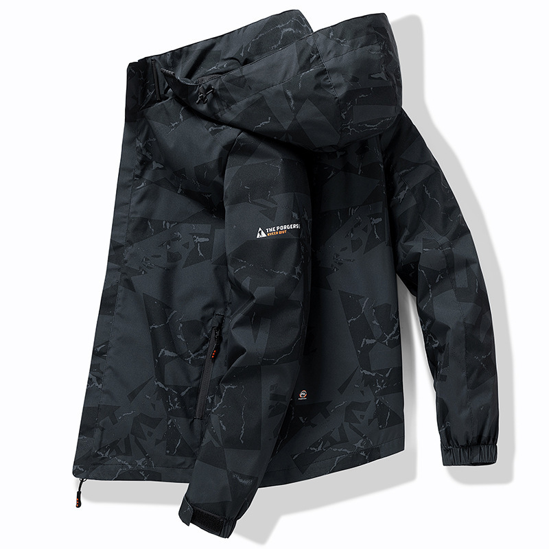 Spring and Autumn Windproof and Rainproof Charge Clothes Men's Removable Cap Work Jacket Cotton-padded fleece-lined Thickened Warm Men's Jacket