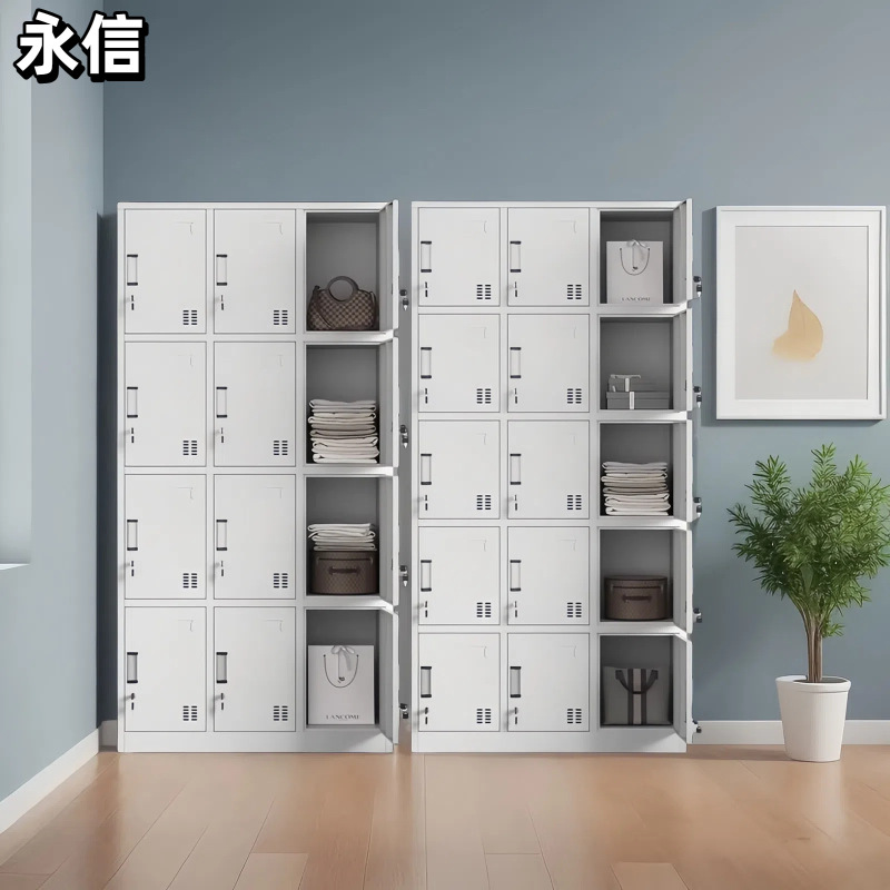 工場用シューズキャビネット、二層式、磁石式、多扉キャビネット、無塵作業場用、40扉、携帯電話キャビネット、電子センサー式ロック、更衣室|undefined