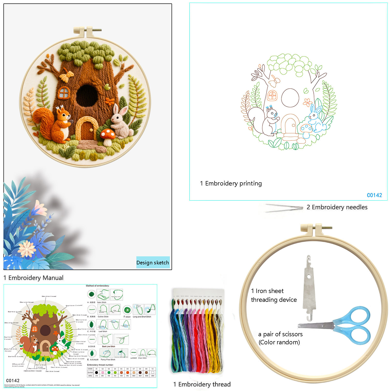 2025 nuevos materiales bordados transfronterizos BaoDiDeeSociedad de casa de árboles bordados paisajes de otoño sala de estar colgar pintura decoración