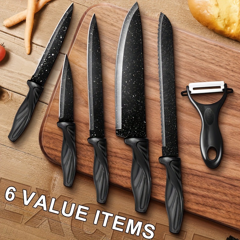 2025新款跨境6件专业厨师厨房刀具套装，由以下材料制成