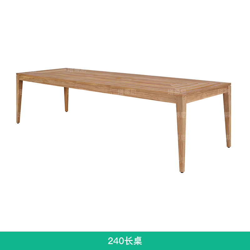 Mesas y sillas de teca para exteriores, mesa larga de madera maciza para patio de villa, muebles anticorrosivos para exteriores, mesas y sillas de ocio para jardín y balcón. image 11