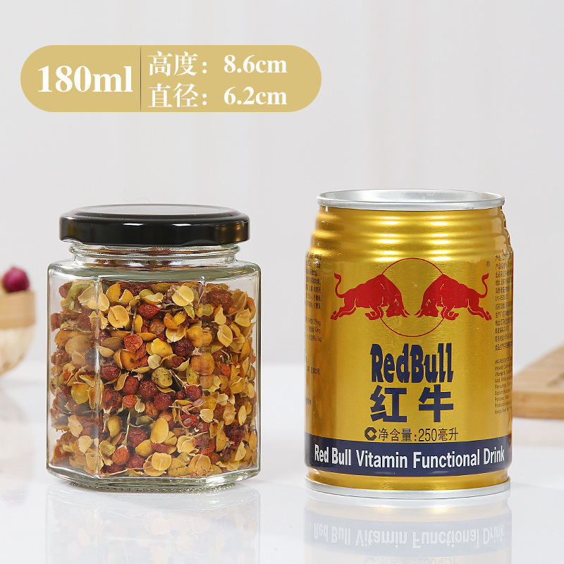 六棱玻璃酱菜瓶500ml果酱辣椒酱分装瓶食品级厨房储物罐现货批发|undefined