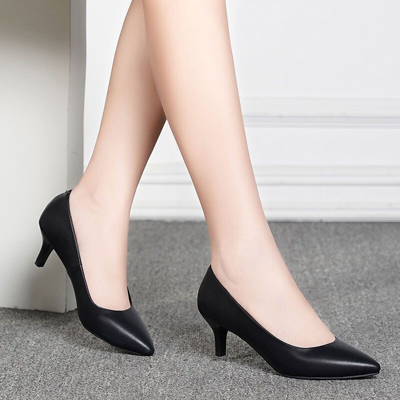 Women's Formal Shoes with Soft Midsole, Suitable for All Seasons, Single-Heel Work Shoes, Pointed-Toe High Heels, Black Leather Shoes, Professional Women's Shoes Women's Formal Shoes with Soft Midsole, Suitable for All Seasons, Single-Heel Work Shoes, Pointed-Toe High Heels, Black Leather Shoes, Professional Women's Shoes