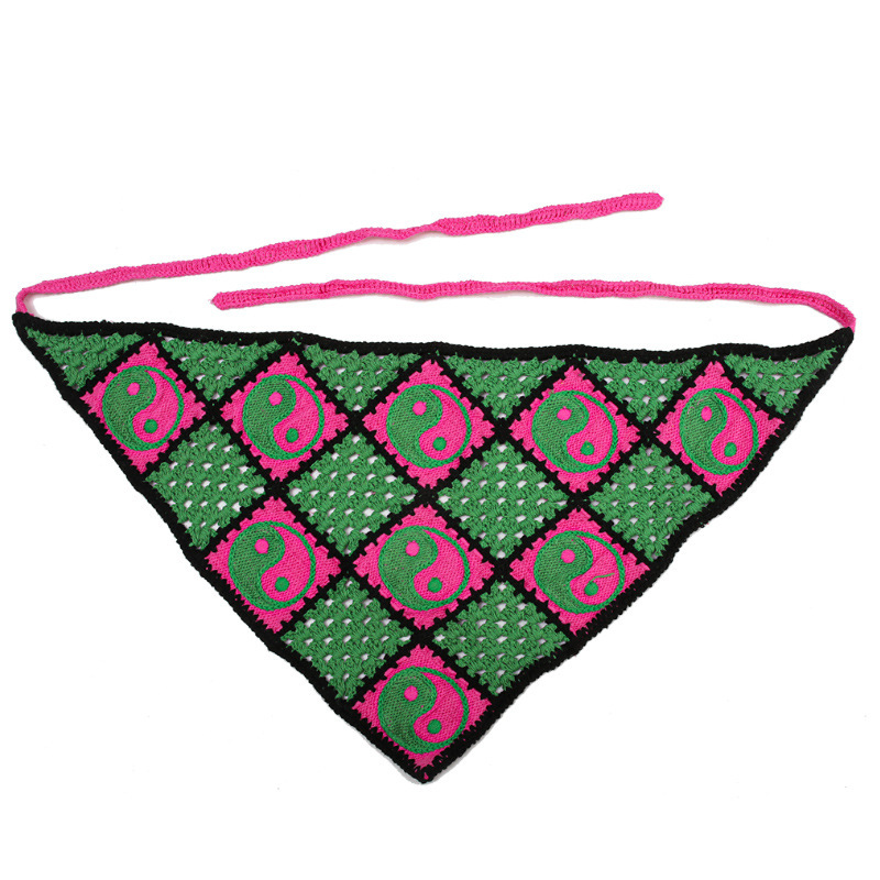 Francia cereza toallas triangulares mujeres primavera y otoño viajes padres-hijos gancho de punto flores hueco pañuelo de arte correa de pelo gorro