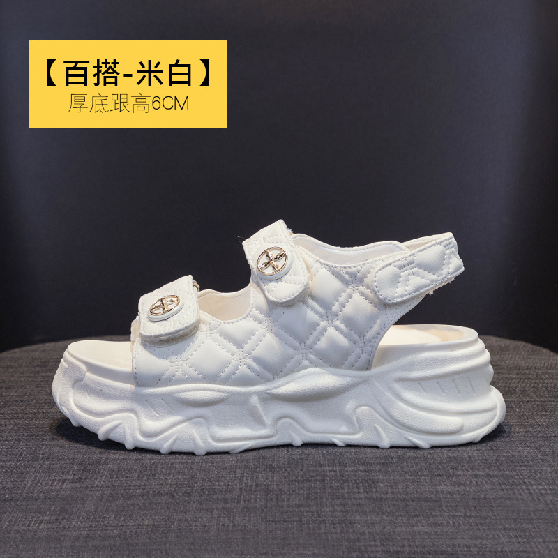 Sandalias estilo hada femenina nuevo verano 2024 100 mujeres Magdalenas de fondo grueso pegatinas mágicas sandalias deportivas de playa