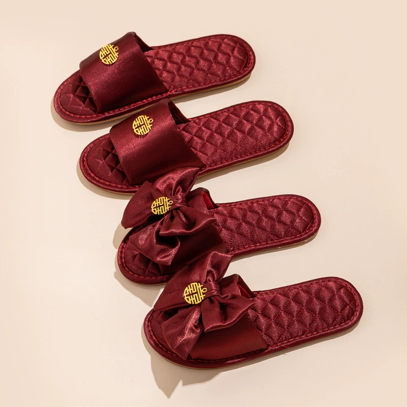 Свадебные тапочки с толстой подошвой Женщина, Сопровождающая свадебную пару Праздничная красная пара Домашний дом Four Seasons Light Роскошная Свадебная обувь