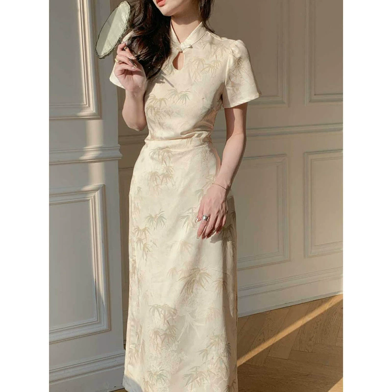 Новое улучшенное платье Cheongsam в китайском стиле для женщин, летняя новая мода, элегантная элегантная улучшенная длинная юбка в китайском стиле