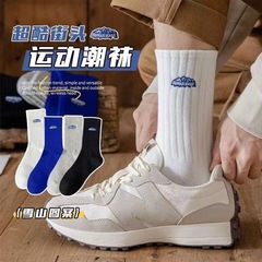 Snow Mountain Socks Japanese Versatile Men and Women Same Style Mid-Tube Socks Ins Thick Line Internet Celebrity Trendy Couple Socks Autumn and Winter Style