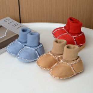 Spot autumn and winter soft bottom baby shoes imitation sheepskin one baby toddler shoes 0-1 year old baby cotton shoes do not drop shoes