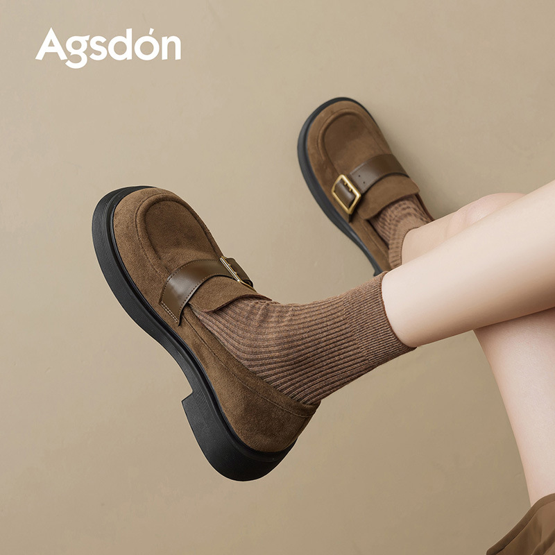 Zapatos de Lefour de fondo grueso para mujeres 2025, nuevos zapatos de cuero de invierno de otoño y invierno británicos con un solo zapato de viaje