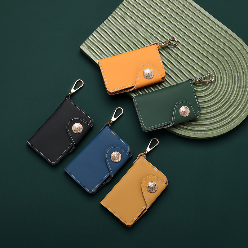 Vegetable-tanned leather key case for women, vintage genuine leather key case, home key storage bag, high-end cowhide key case wholesale