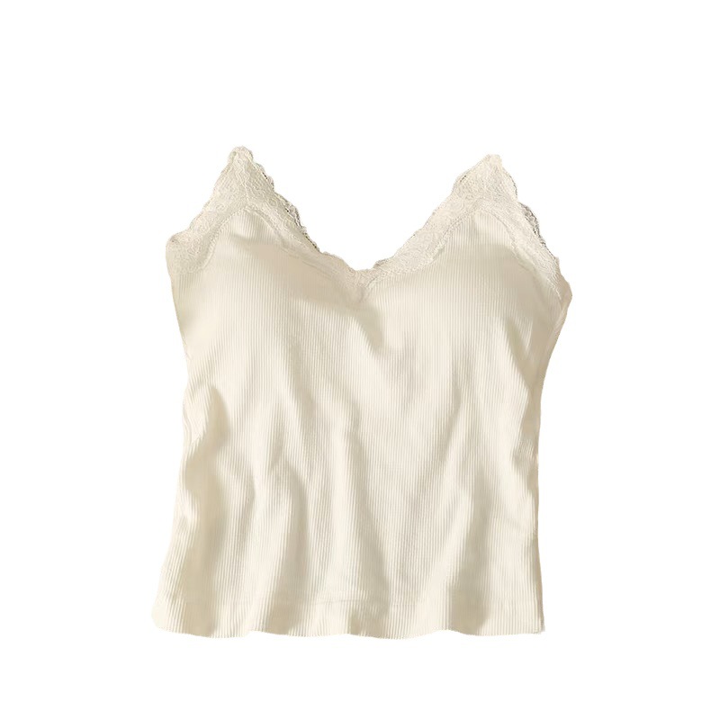 2042 # 痕跡のないレースの美背キャミソールの中に、光を防ぐために、一体式の固定カップを着用します。