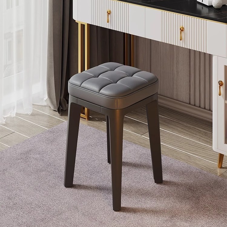 Soft-Packed Stool for Home Use, Dressing Table Chair, Girls' Bedroom Makeup Stool, Light Luxury Internet Celebrity Bench, High Square Stool