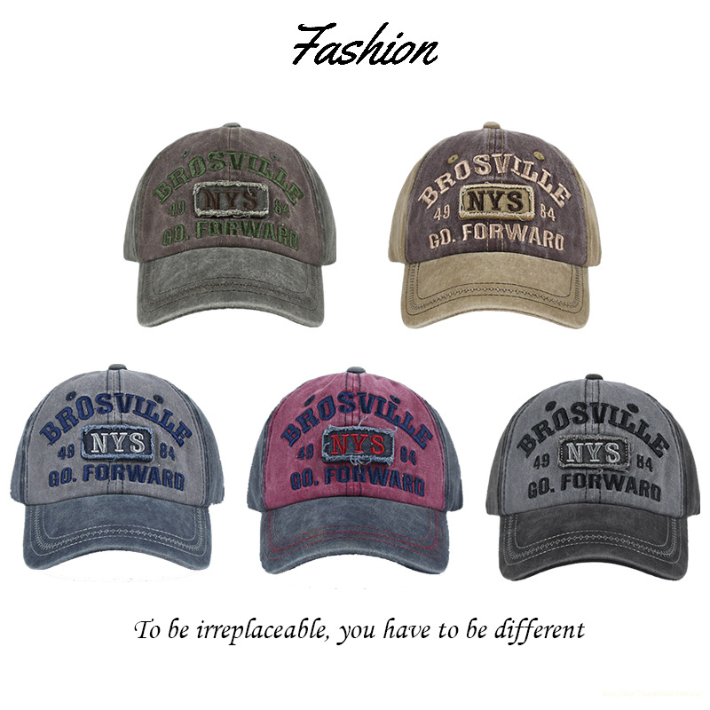 Neue Jeansmütze für Herren, gewaschen und mit alter bestickter Entenzunge, Outdoor-Mode, personalisierte Baseball-Sportmütze für Herren_voghion.com