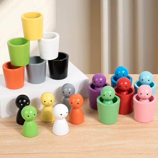 Jenga Color Recognition Hand-Eye Coordination Training Wooden Children's Educational Toy Color Sorting Cups