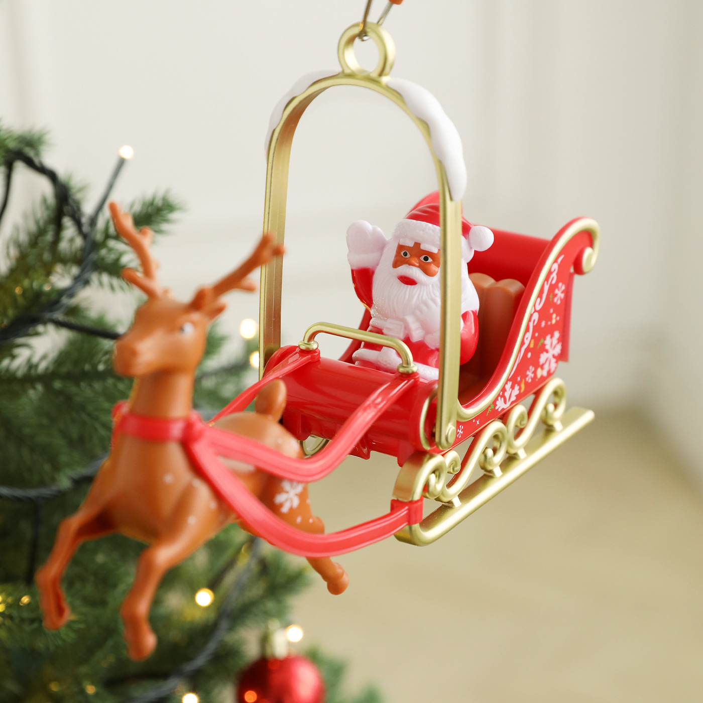 Nuevo árbol giratorio transfronterizo estrella eléctrica Santa Alce árbol de Navidad estrella superior regalo de juguete para niños