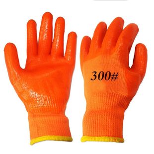 Fleece-Lined Warm Winter Thickened Rubber Work Gloves with Labor Protection, Durable Waterproof Work Gloves for Men Wholesale