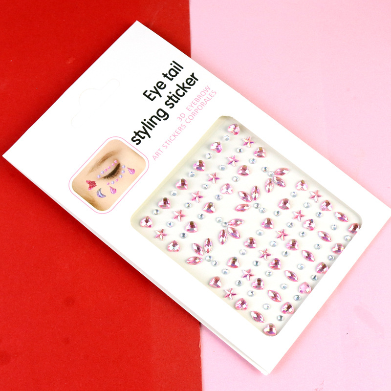 Transfronterizo AB diamantes coloridos joyas de maquillaje de ojos maquillaje facial pegatinas de diamante para niños espectáculo de escenario pegatinas faciales pegatinas de cristal perlas