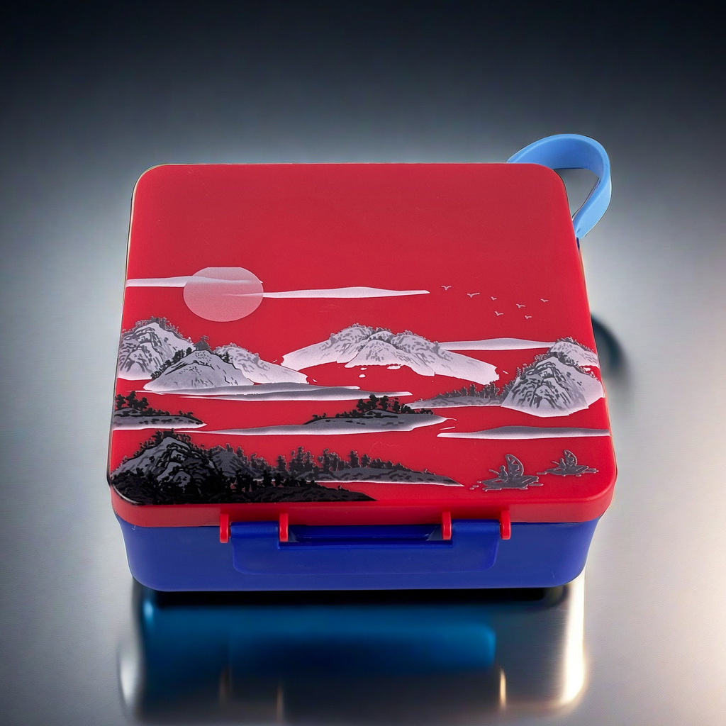 New Lunch Box, Chinese Style Pastoral Style Refrigerated Lunch Box with Lid and Handle, Kidsren's Food Preservation and Storage