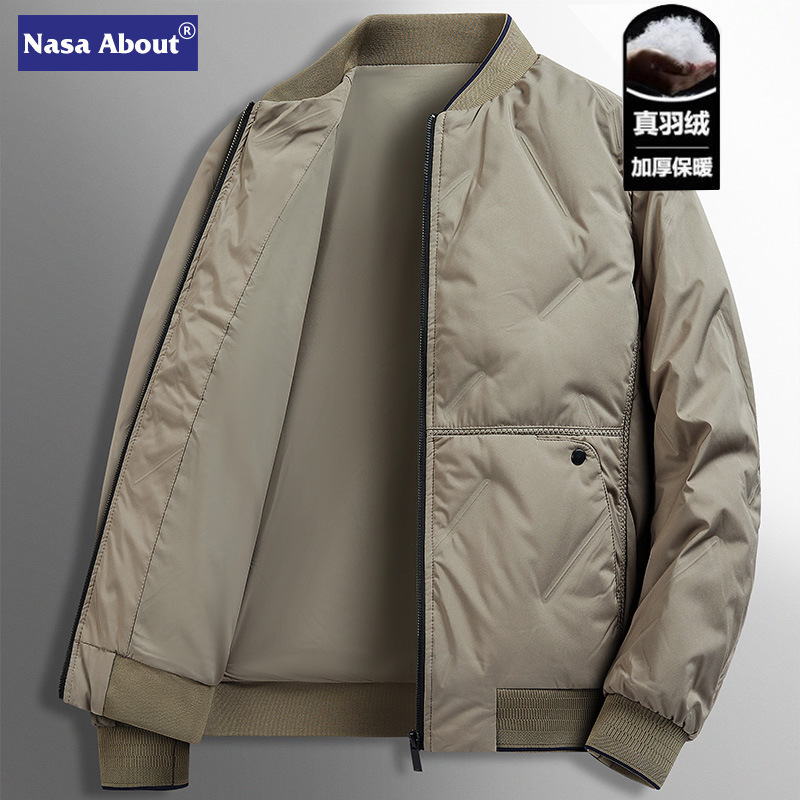 Nasa Men's down Jacket 2026 Winter New Style Middle-Aged Business Solid Color Warm Dad Jacket Casual Coat Men's Trendy Nasa Men's down Jacket 2026 Winter New Style Middle-Aged Business Solid Color Warm Dad Jacket Casual Coat Men's Trendy