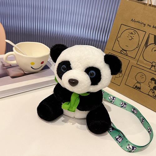 New Cute Panda Crossbody Bag for Girls Super Cute Versatile Plush Bag Cartoon Plush Shoulder Small Shoulder Bag Wholesale