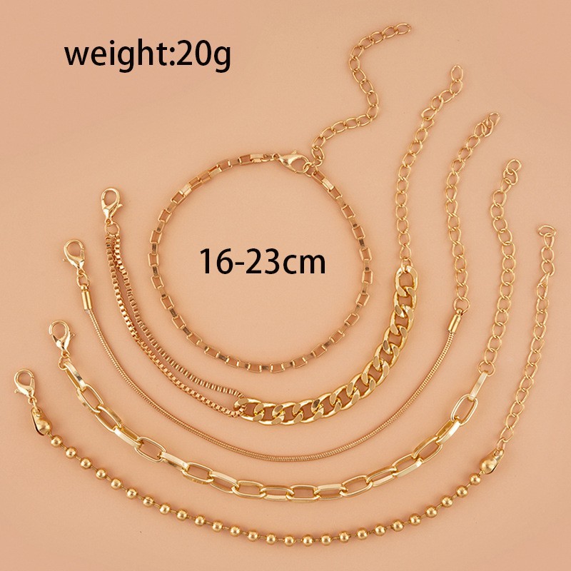 Women's Retro Punk Style Multi-piece Charm Bracelet Set_voghion.com